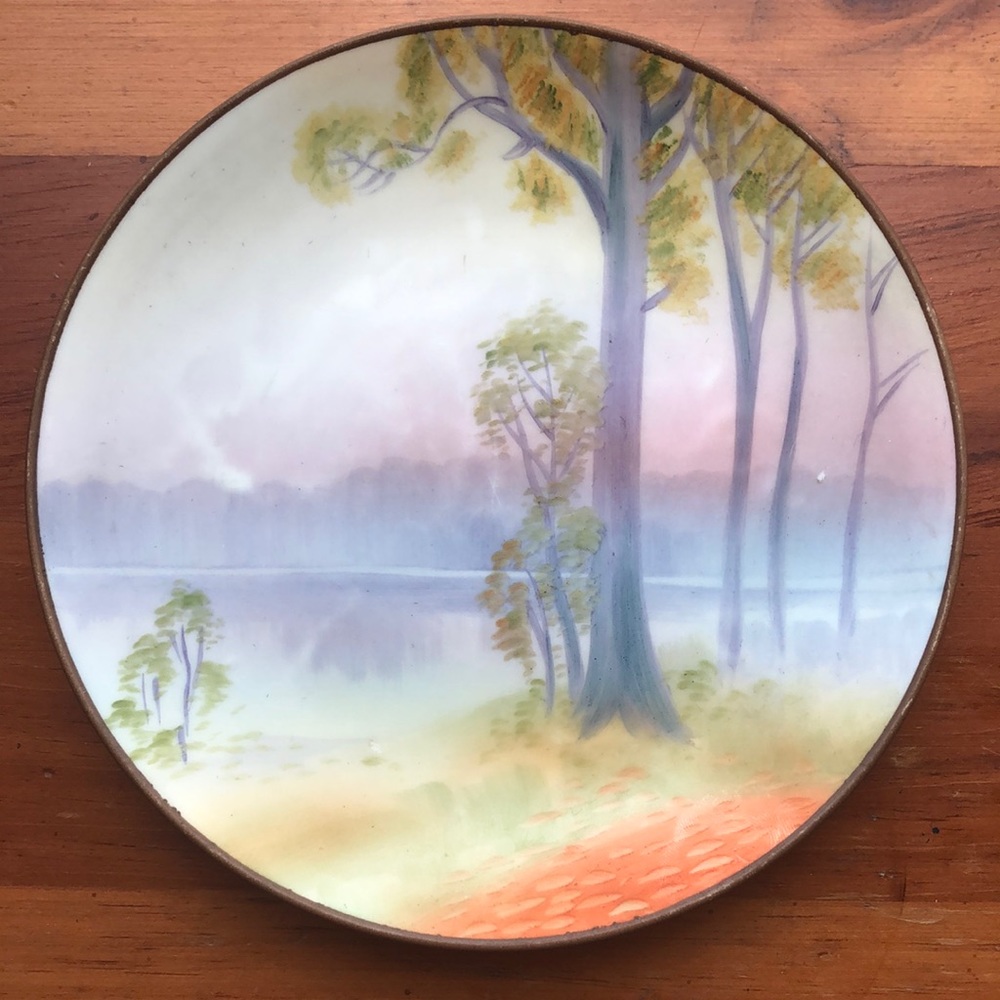 Nippon Porcelain Plate of Lakeside Landscape